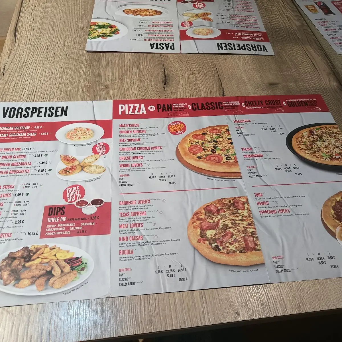 Speisekarte, Pizza Hut - Köln/Schildergasse