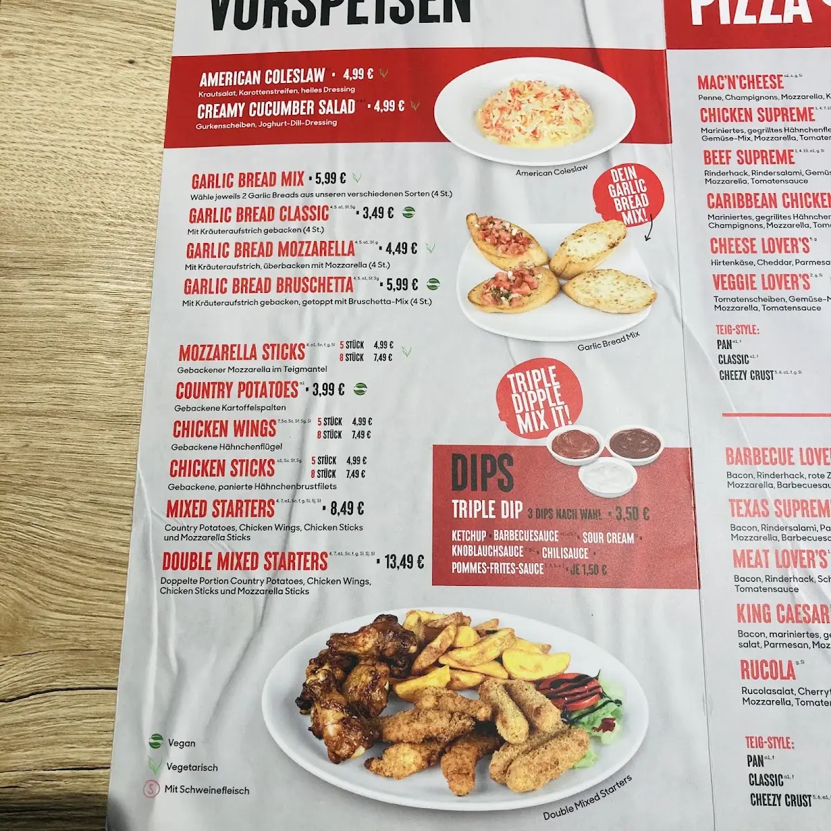 Speisekarte, Pizza Hut - Köln/Schildergasse