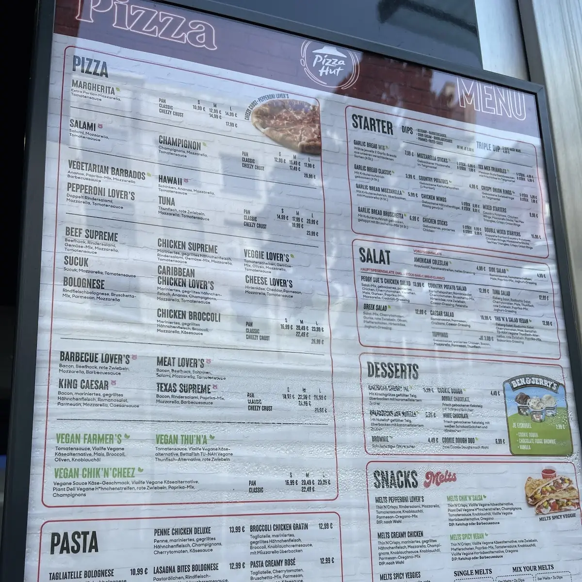 Speisekarte, Pizza Hut - Köln/Schildergasse