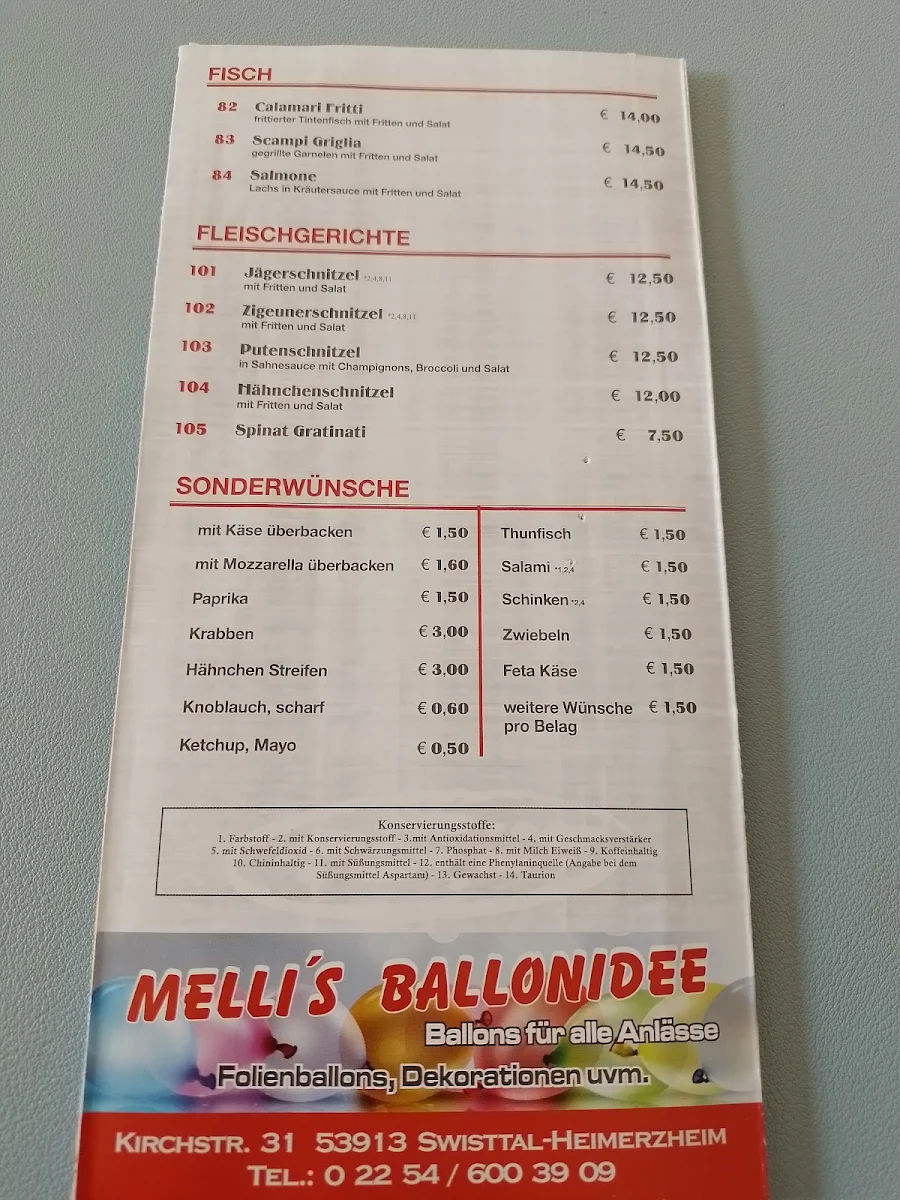Speisekarte, Grand Italia