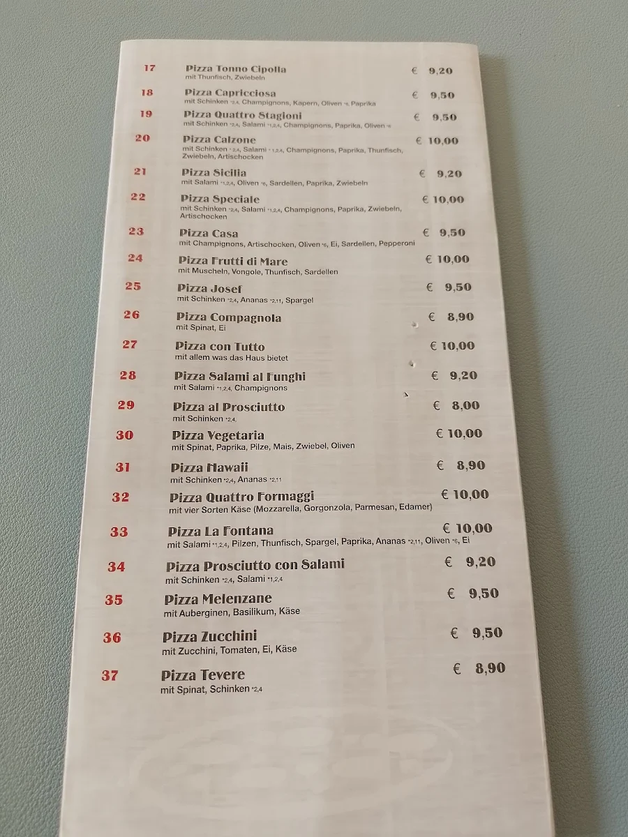 Speisekarte, Grand Italia