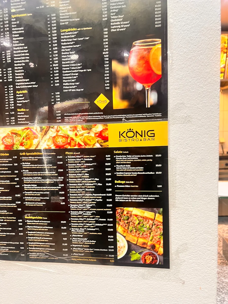 Speisekarte, Bistro König Bar