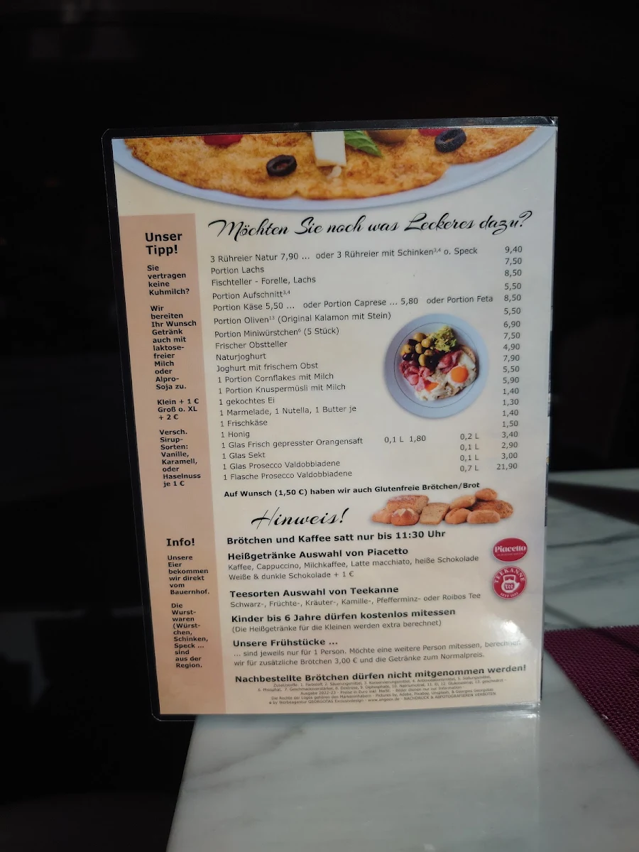 Speisekarte, Café Konditorei Bacher zum Falken