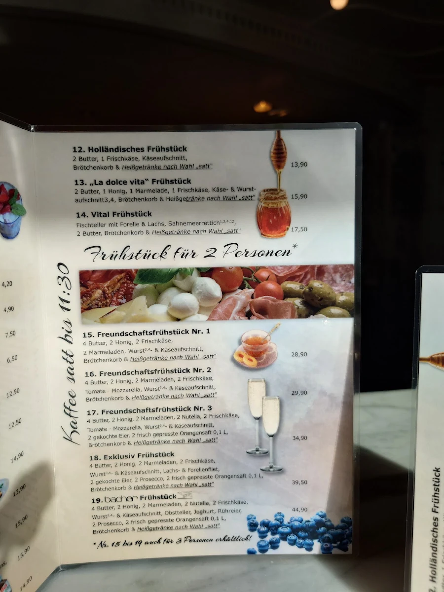 Speisekarte, Café Konditorei Bacher zum Falken