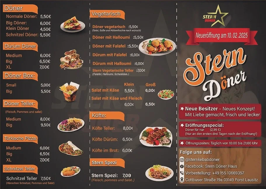 Speisekarte, STAR DÖNER & PİZZA