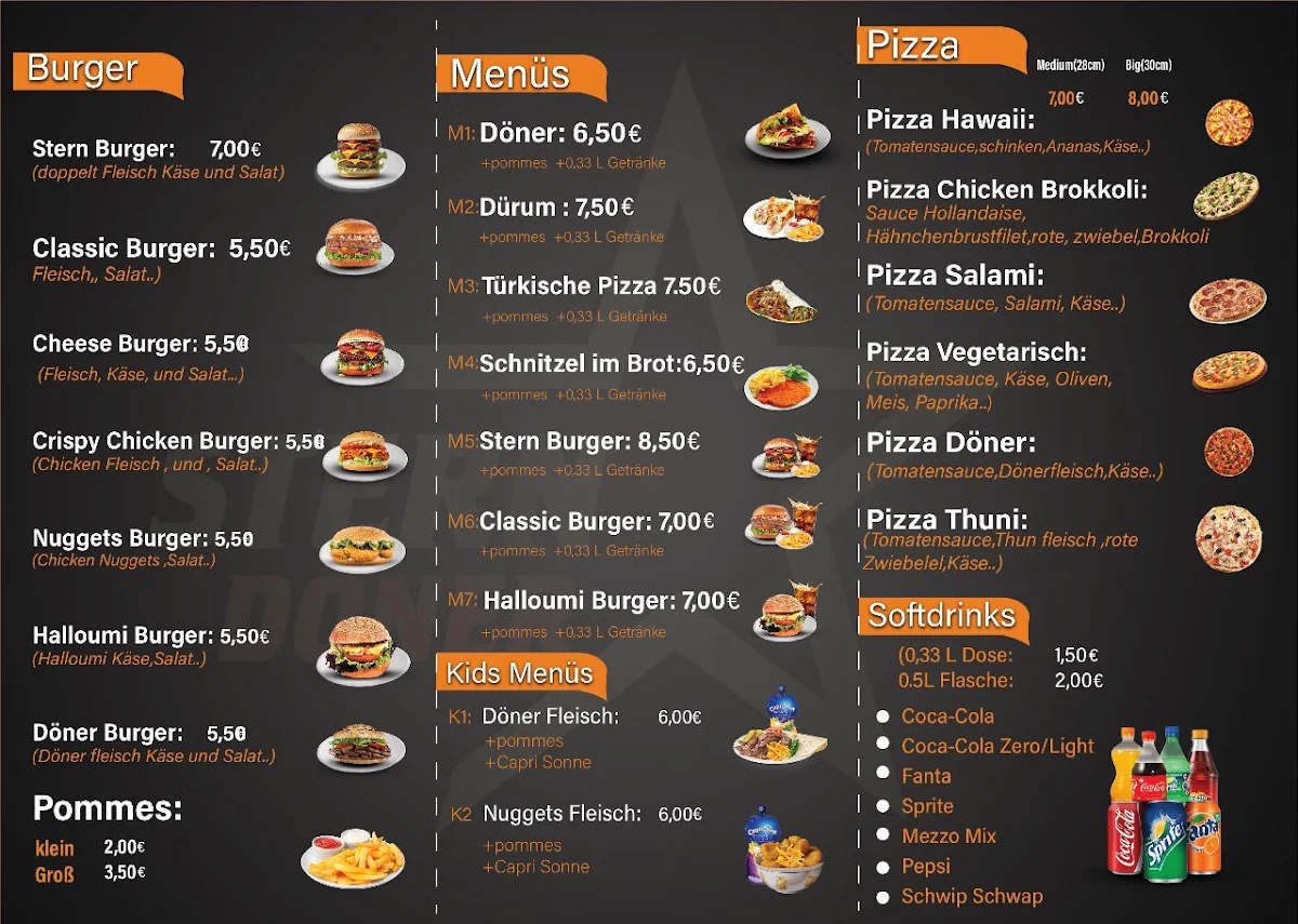 Speisekarte, STAR DÖNER & PİZZA