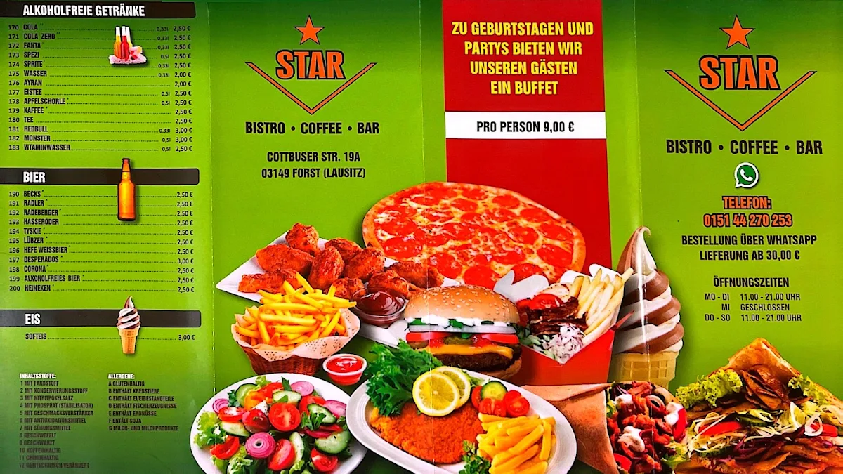 Speisekarte, STAR DÖNER & PİZZA