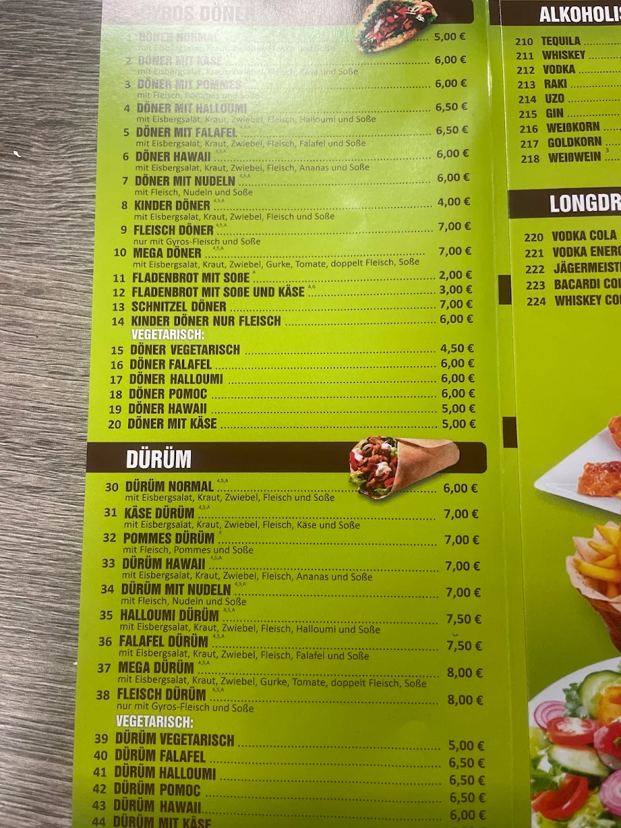 Speisekarte, STAR DÖNER & PİZZA