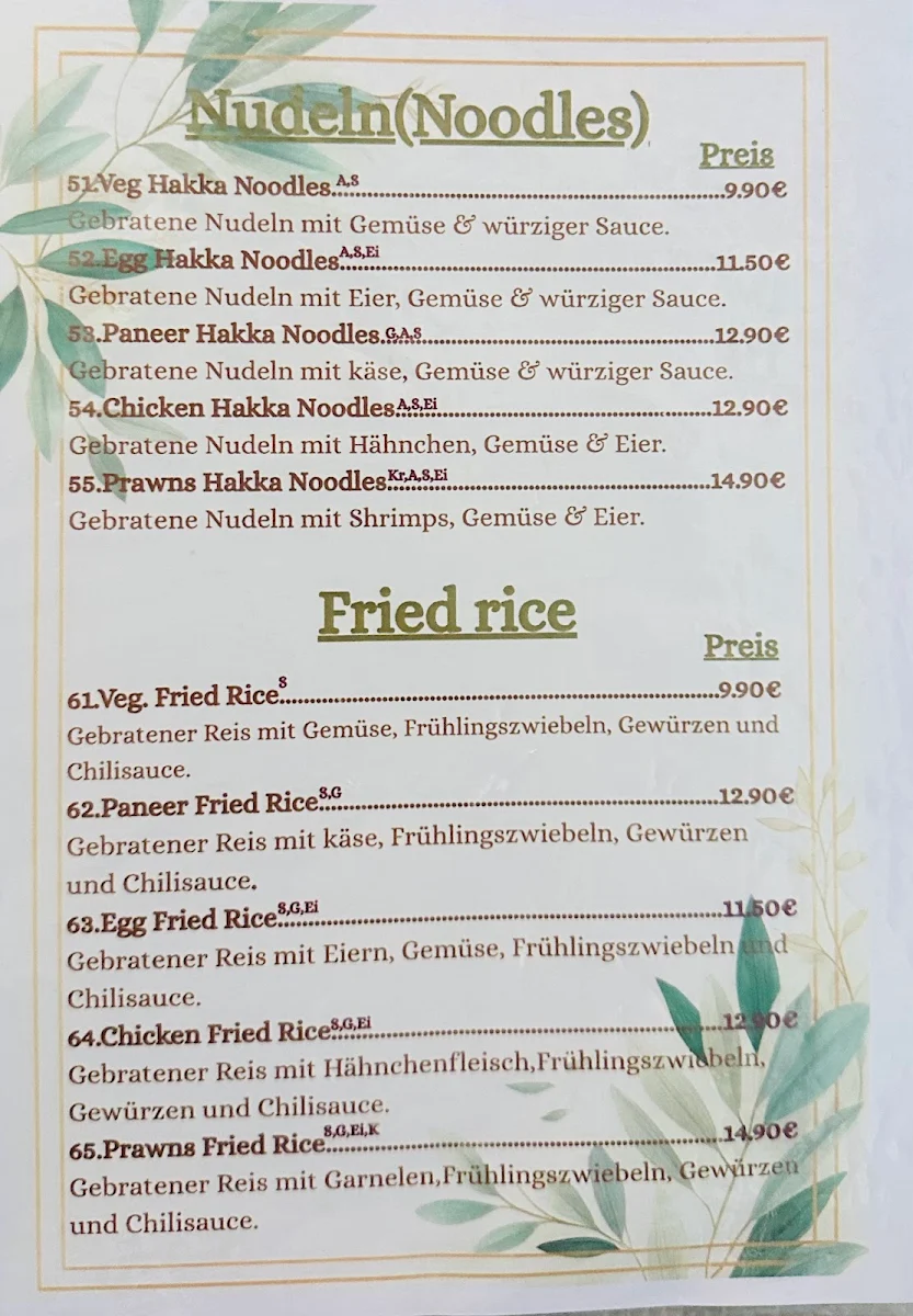 Speisekarte, Ruchi Indian Restaurant