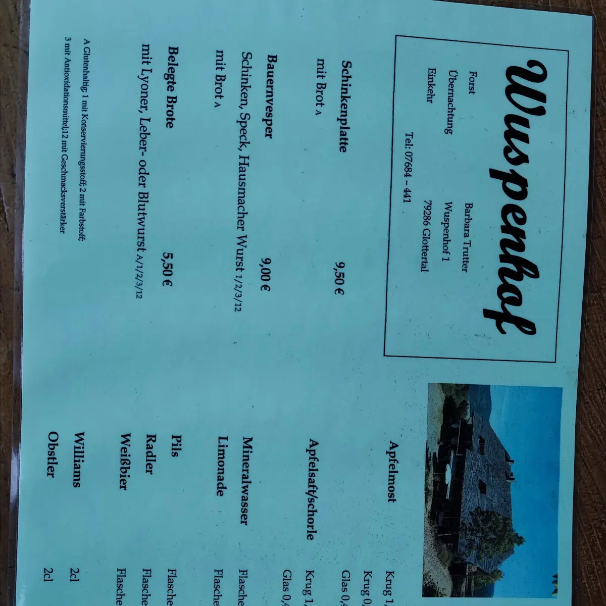 Speisekarte photo 1