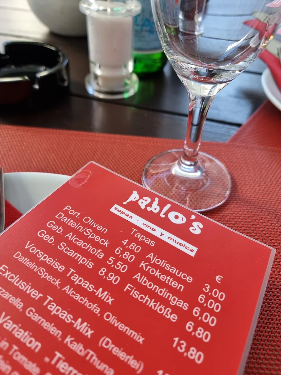 Speisekarte, Pablo's wine - mediterrane Speisen