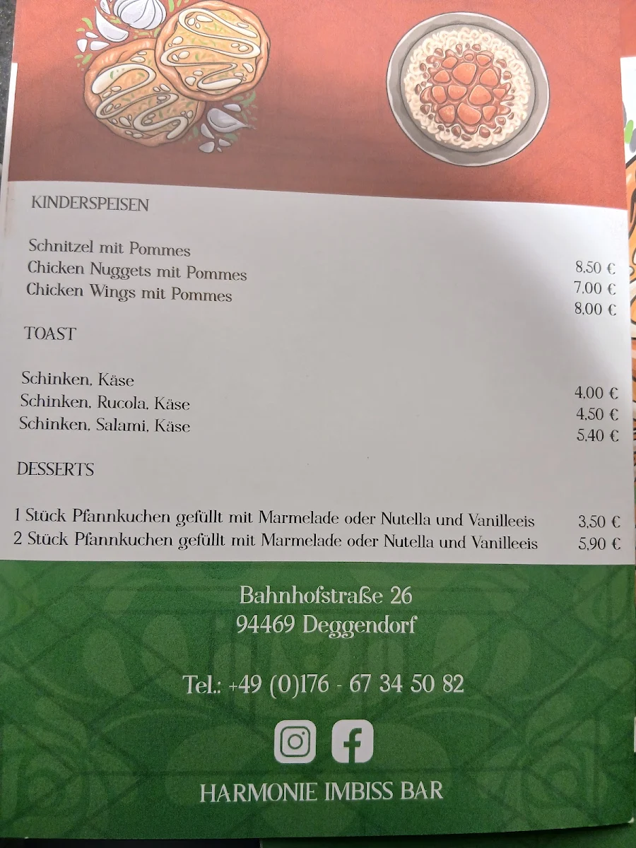 Speisekarte, Harmonie - Ungarische Spezialitäten