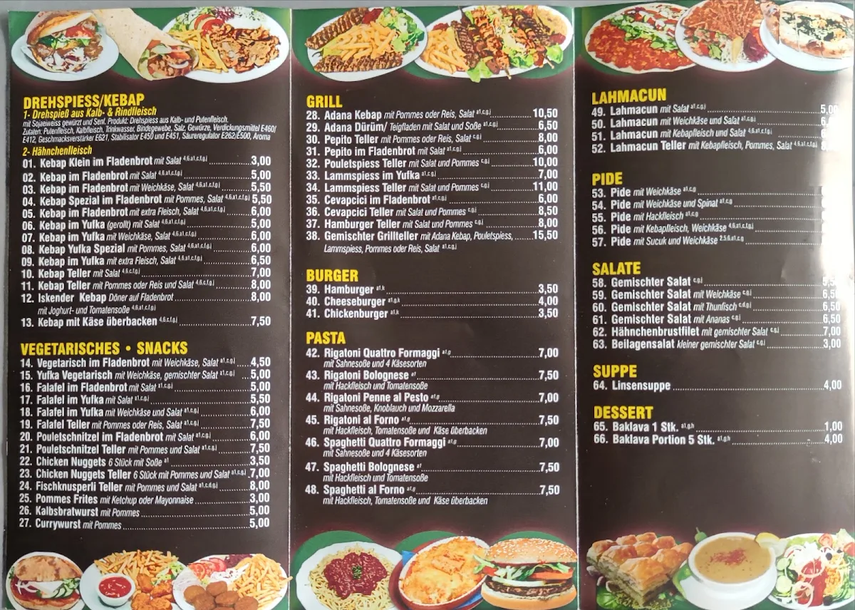 Speisekarte, Hertener Kebab Pizza Haus
