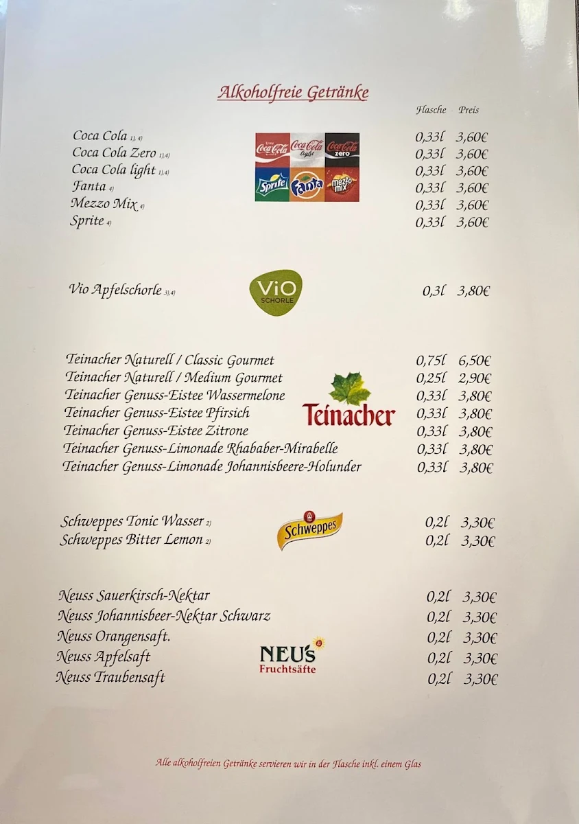 Speisekarte, Restaurant Zum Dom