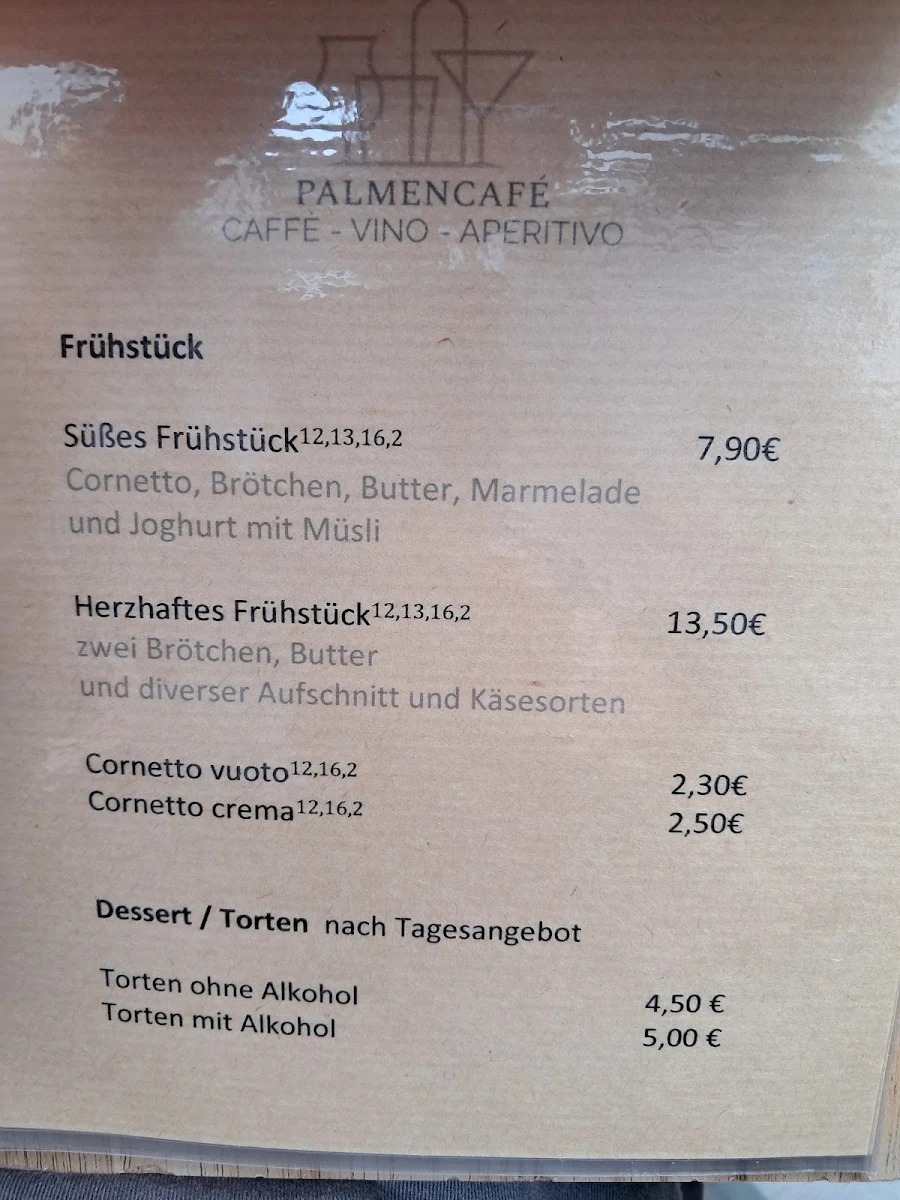 Speisekarte, Palmencafé Lamano - Rheinfelden (Baden)