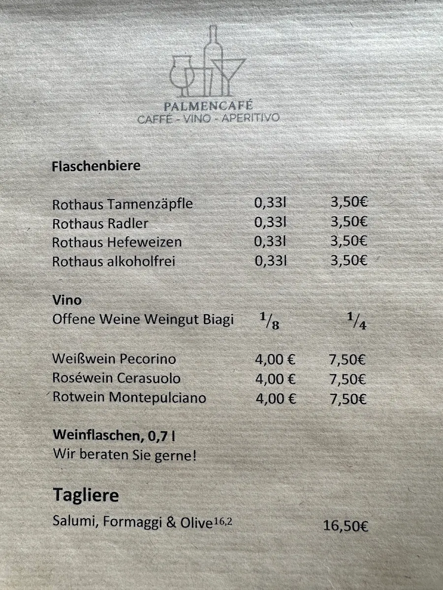 Speisekarte, Palmencafé Lamano - Rheinfelden (Baden)