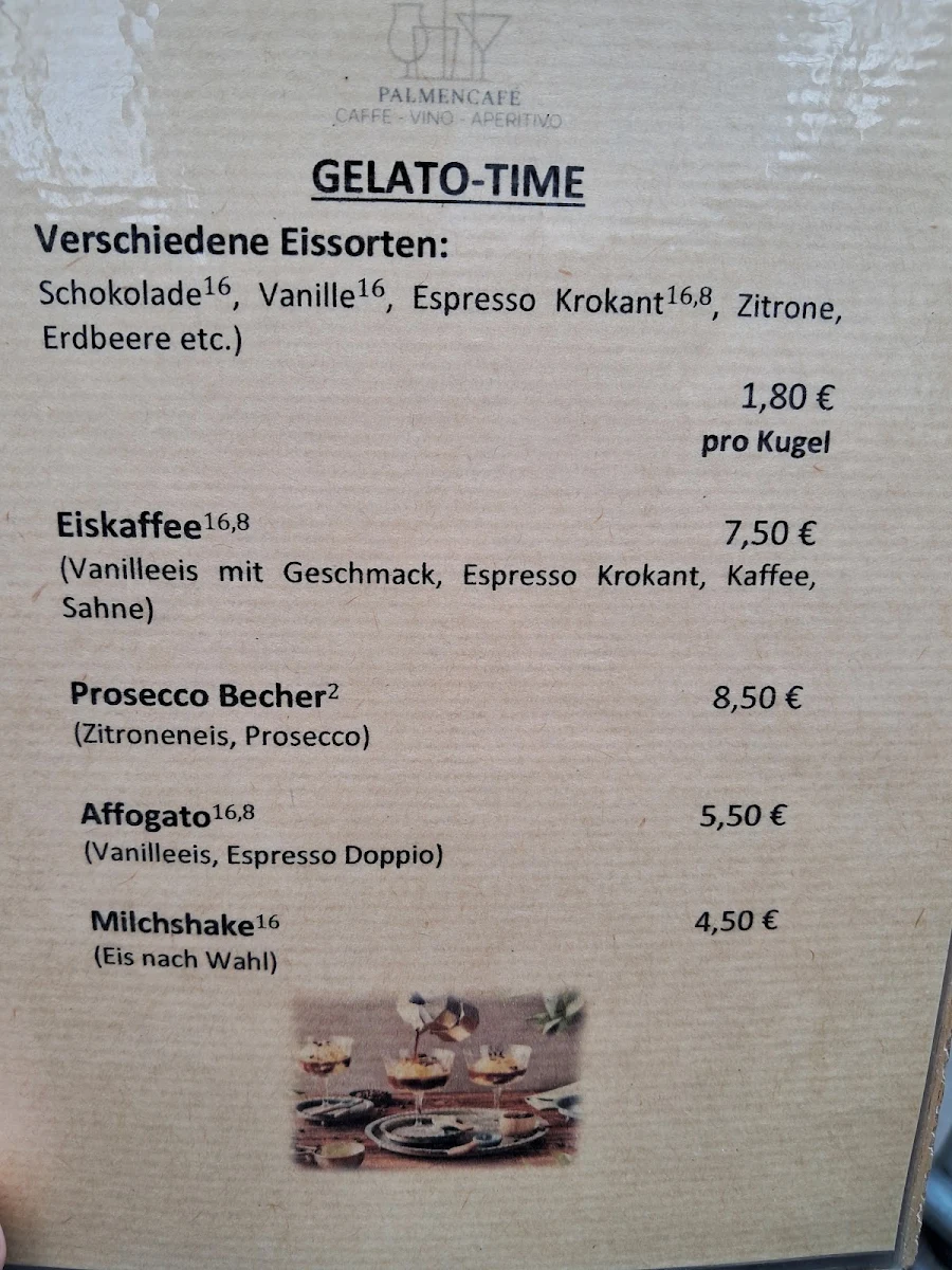 Speisekarte, Palmencafé Lamano - Rheinfelden (Baden)