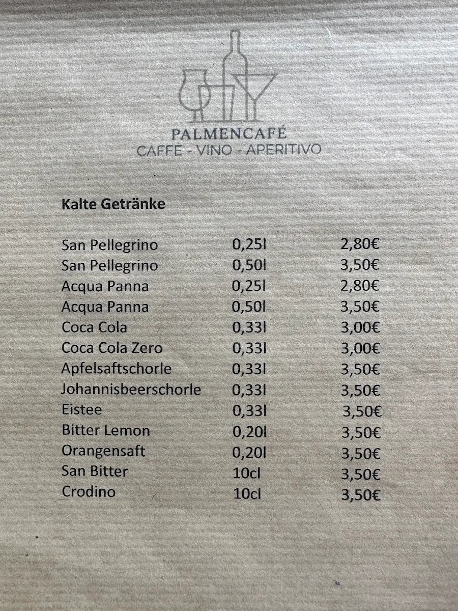Speisekarte, Palmencafé Lamano - Rheinfelden (Baden)