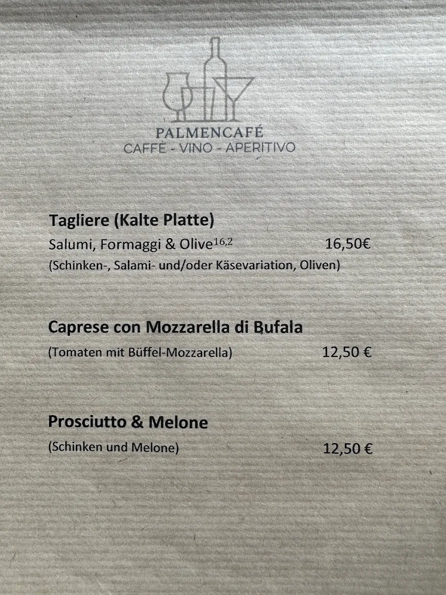 Speisekarte, Palmencafé Lamano - Rheinfelden (Baden)