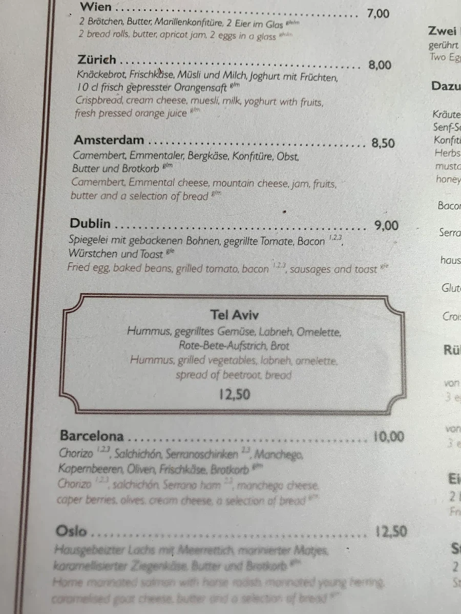 Speisekarte, Café Grundmann