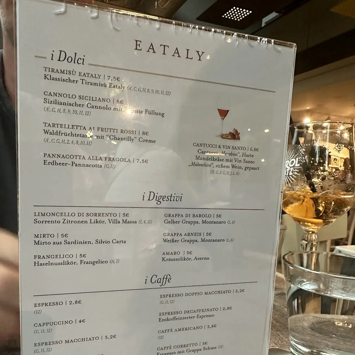 Speisekarte, Eataly Munich