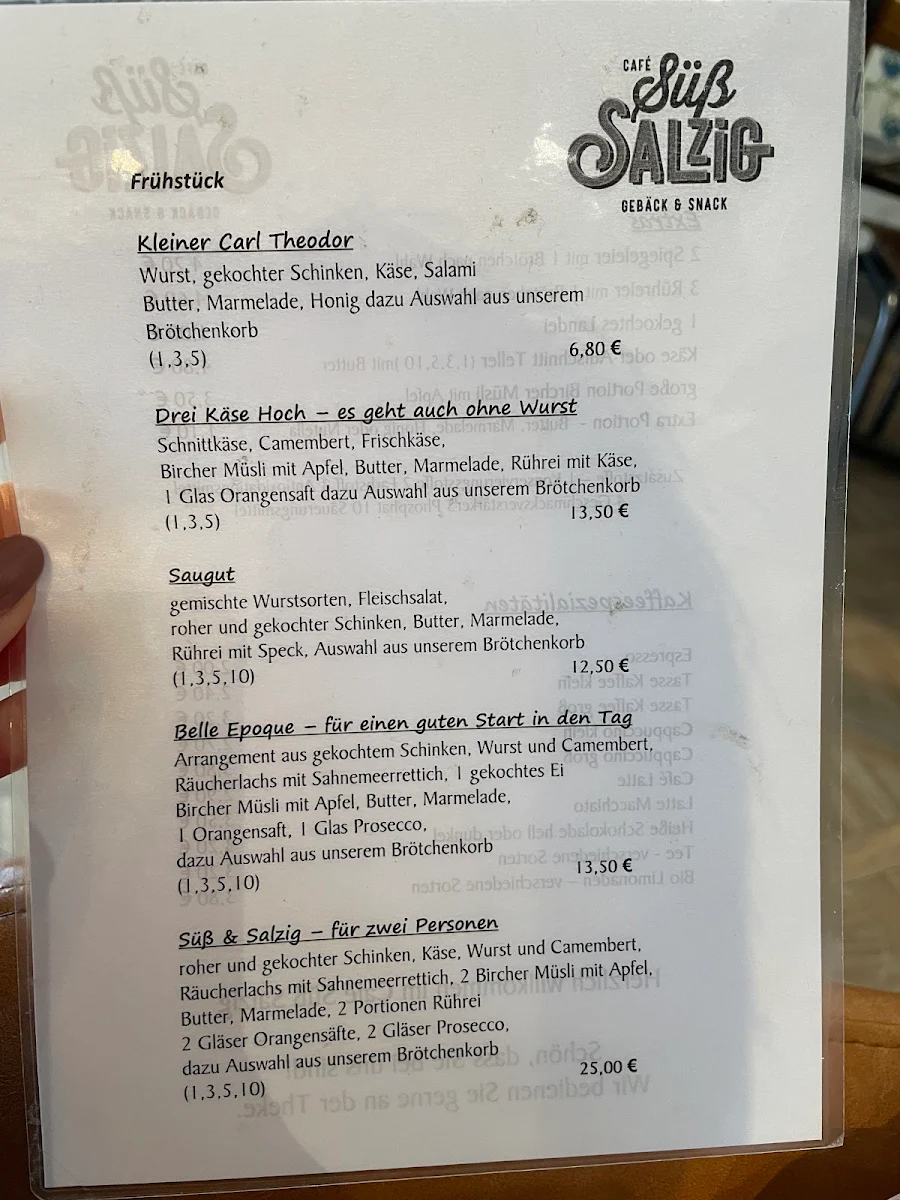 Speisekarte, Bäckerei Utz