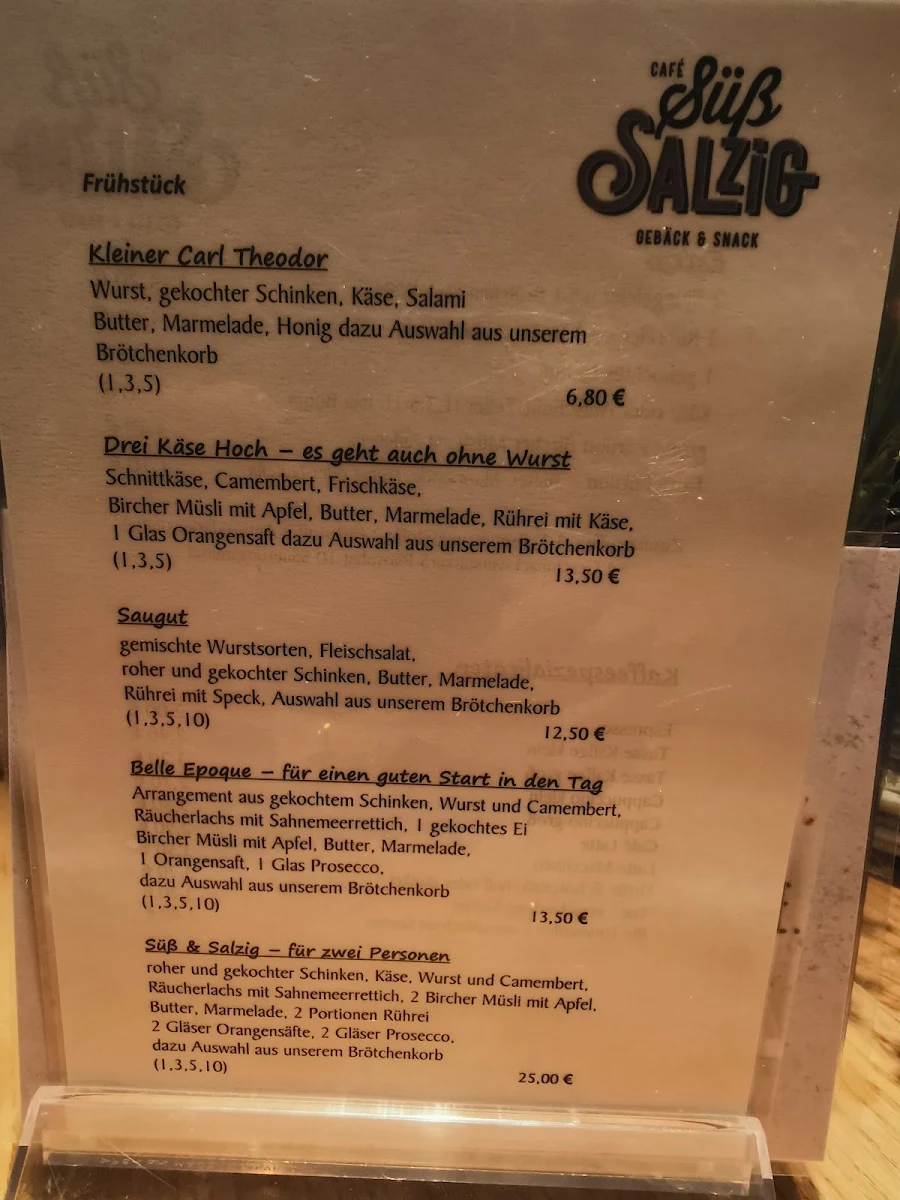 Speisekarte, Bäckerei Utz