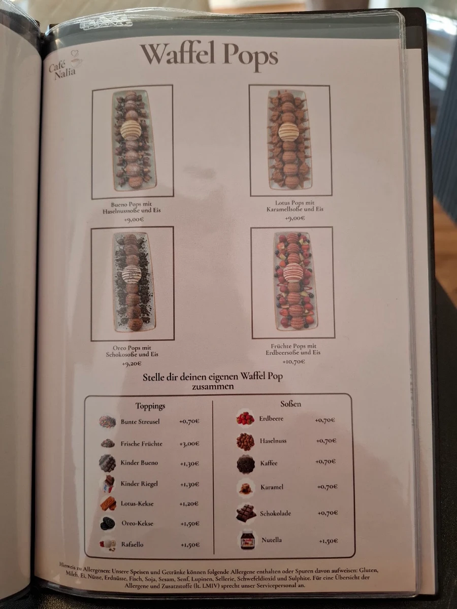 Speisekarte, Café Nalia
