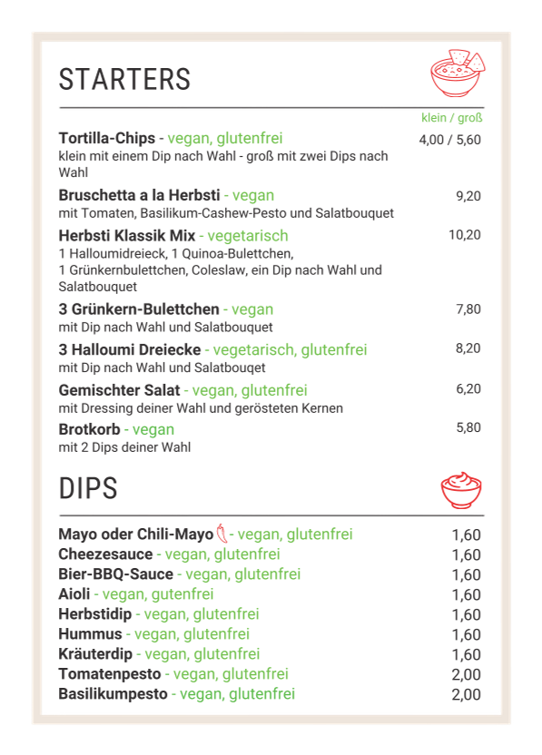 Speisekarte, Herbstapfel