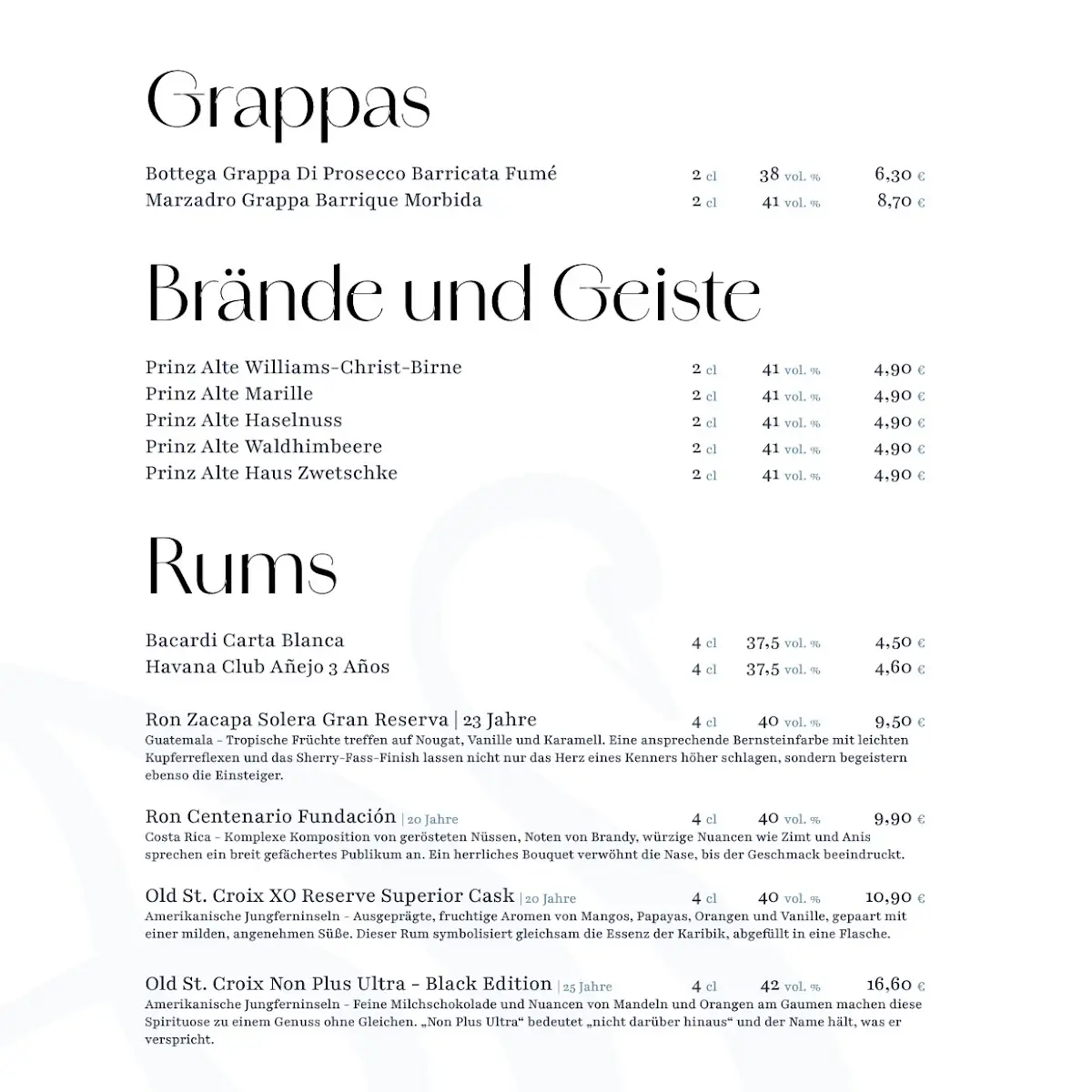 Speisekarte, Strandcafé Bad Zwischenahn