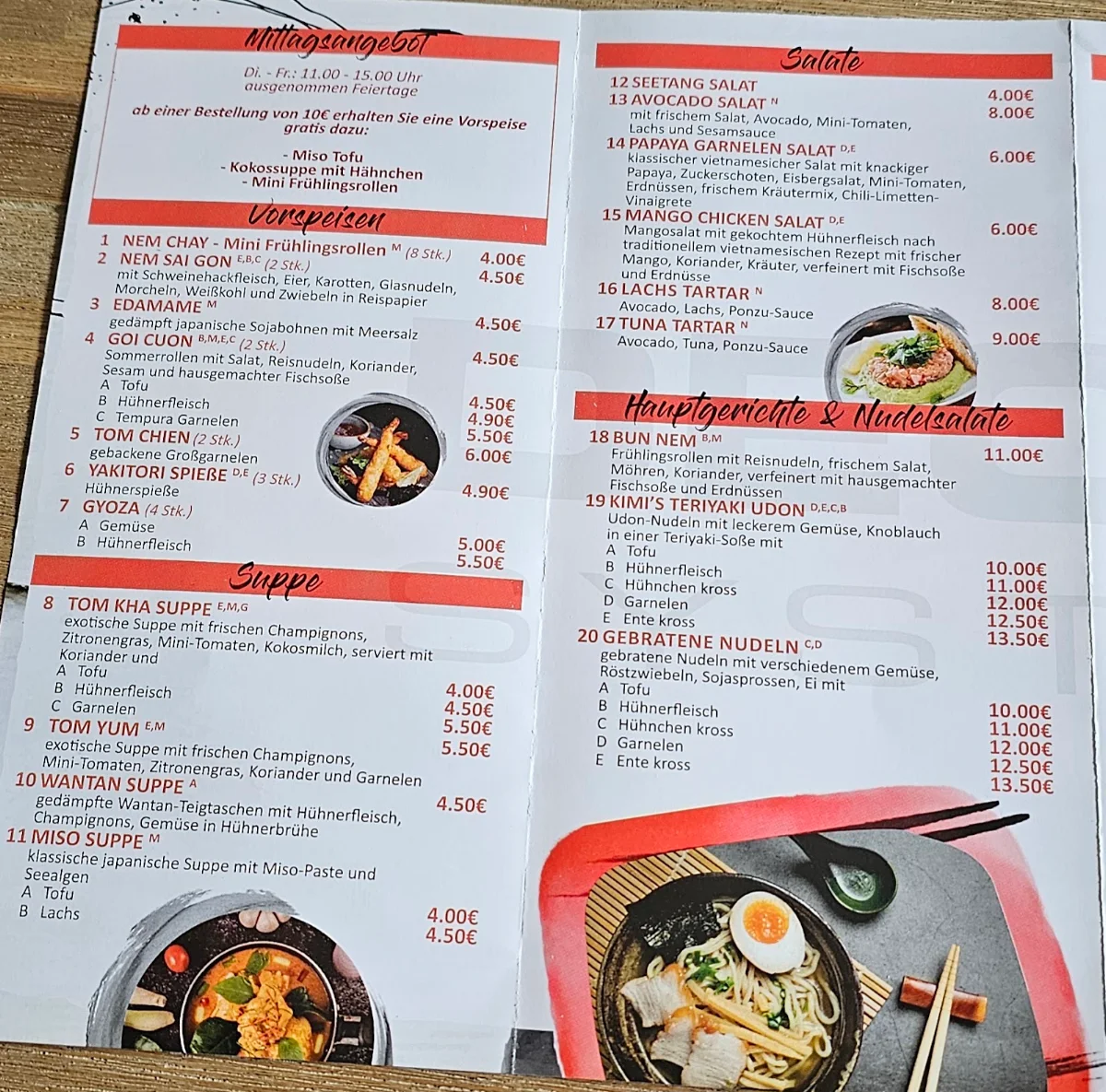 Speisekarte, Kimi Sushibar