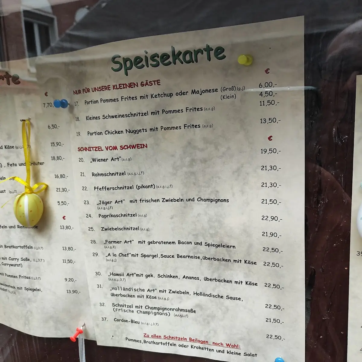 Speisekarte, Alte Winzerstube