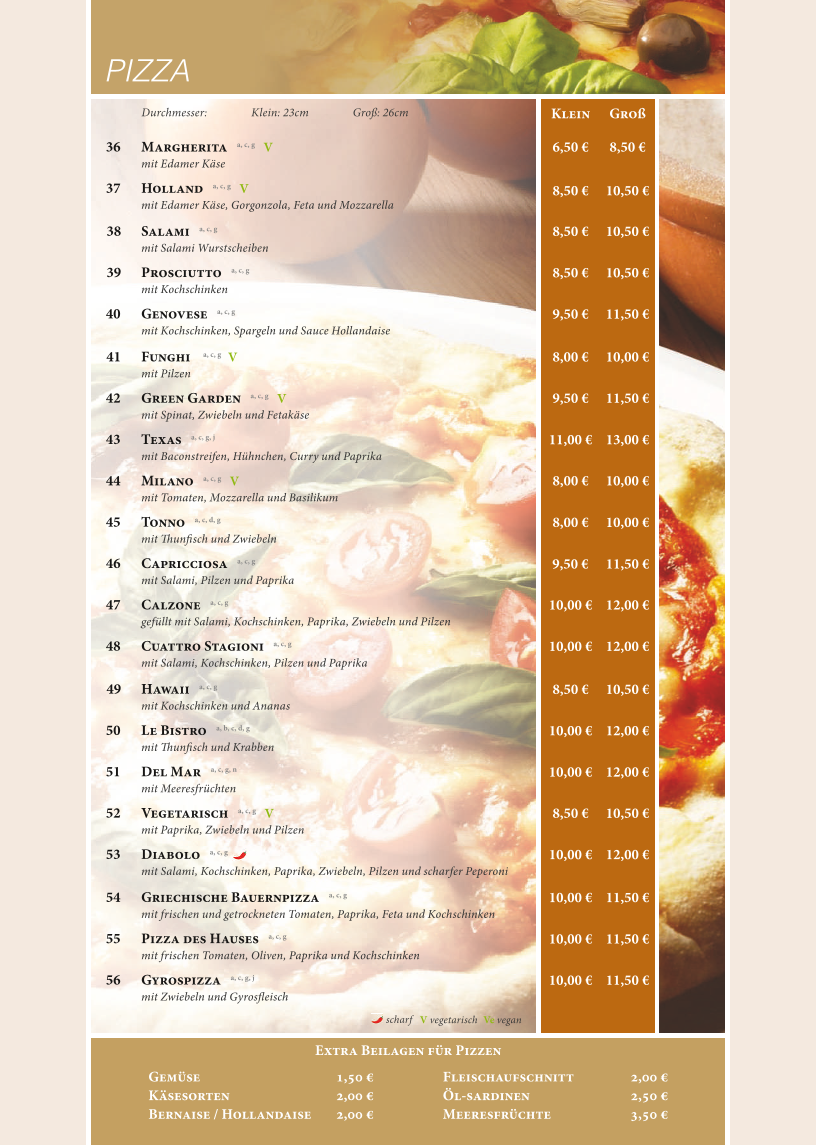 Speisekarte, Bistro Quakenbrück