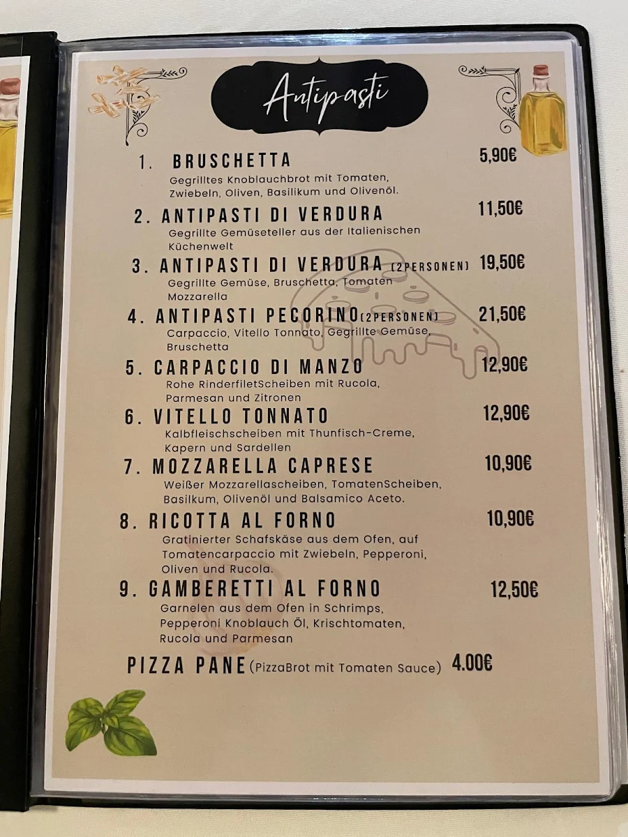Speisekarte, Restaurant Pecorino