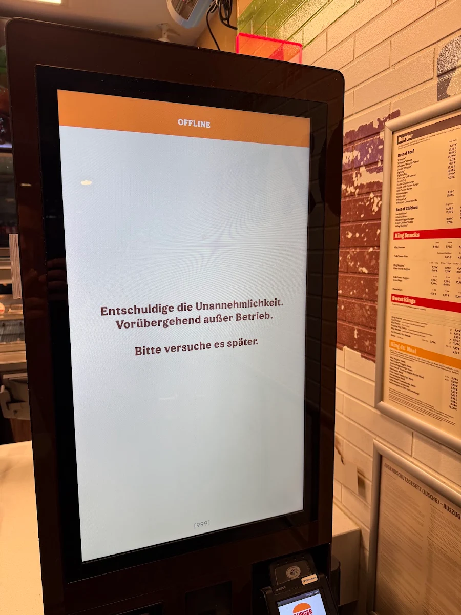 Speisekarte, Burger King Stuttgart