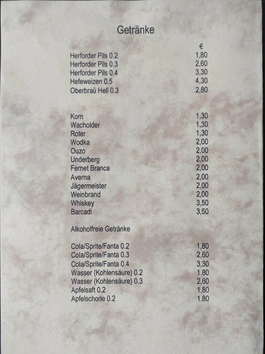 Speisekarte, Gaststätte Riepe