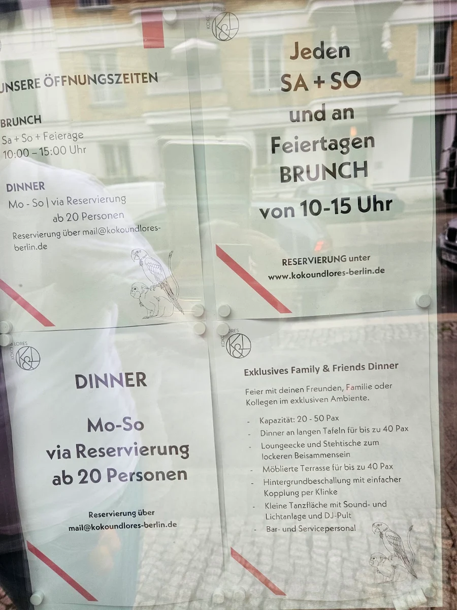 Speisekarte, Koko & Lores