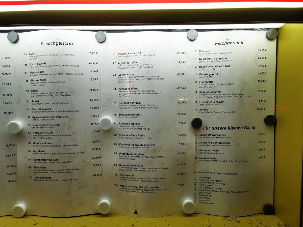 Speisekarte, Mediterraneo Restaurant