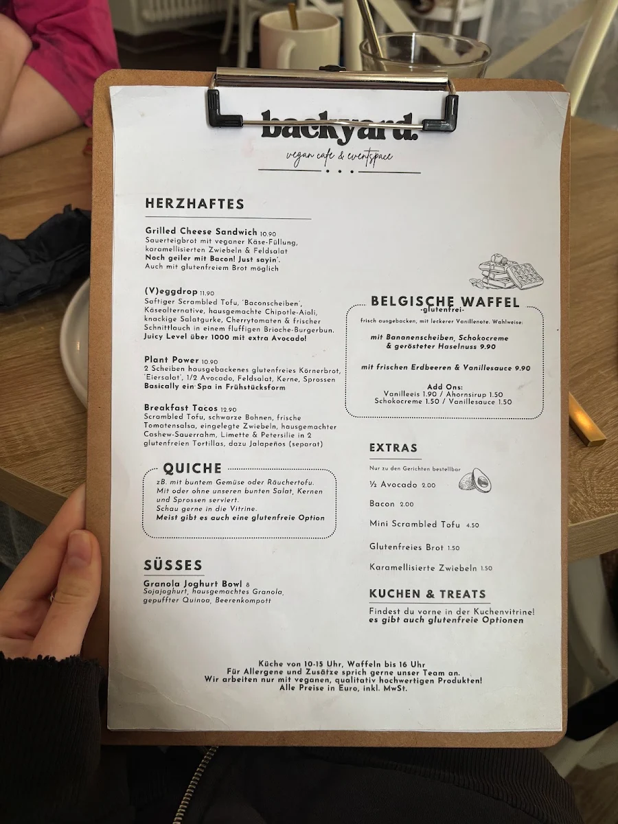 Speisekarte, VeganBackyard