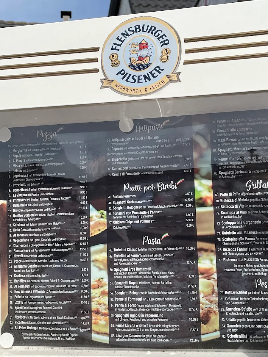 Speisekarte, Pizzeria La Piazzetta bei Toni