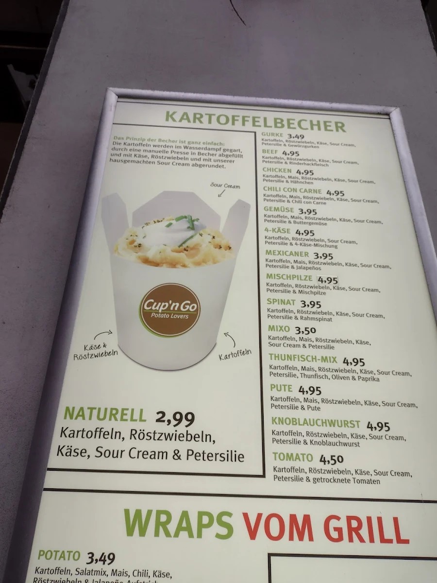 Speisekarte, Cup’n Go – Das gesundeste Fast Food der Welt! Frisch. Natürlich. Einzigartig.