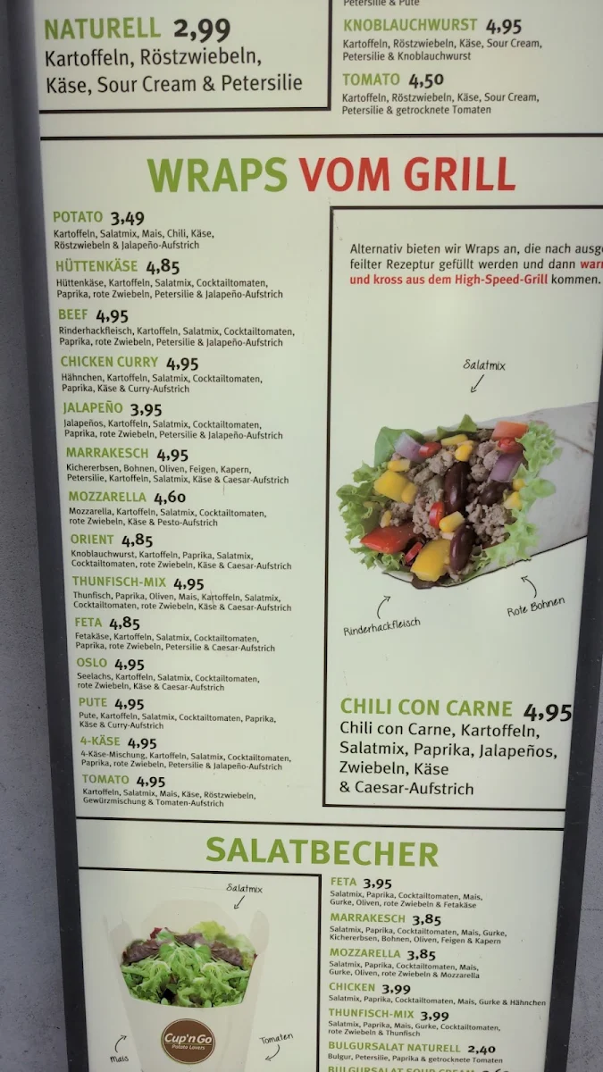 Speisekarte, Cup’n Go – Das gesundeste Fast Food der Welt! Frisch. Natürlich. Einzigartig.