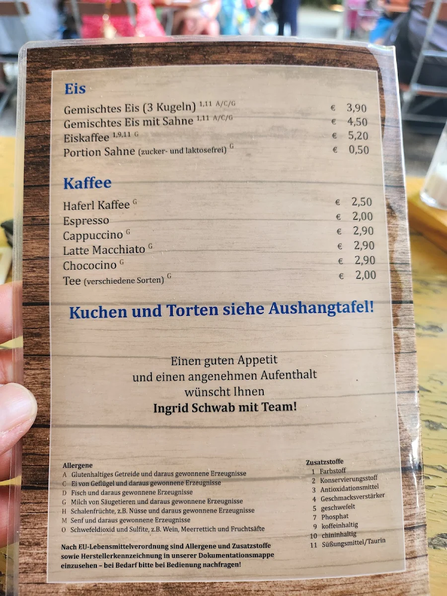 Speisekarte, Sommerkeller Erharting