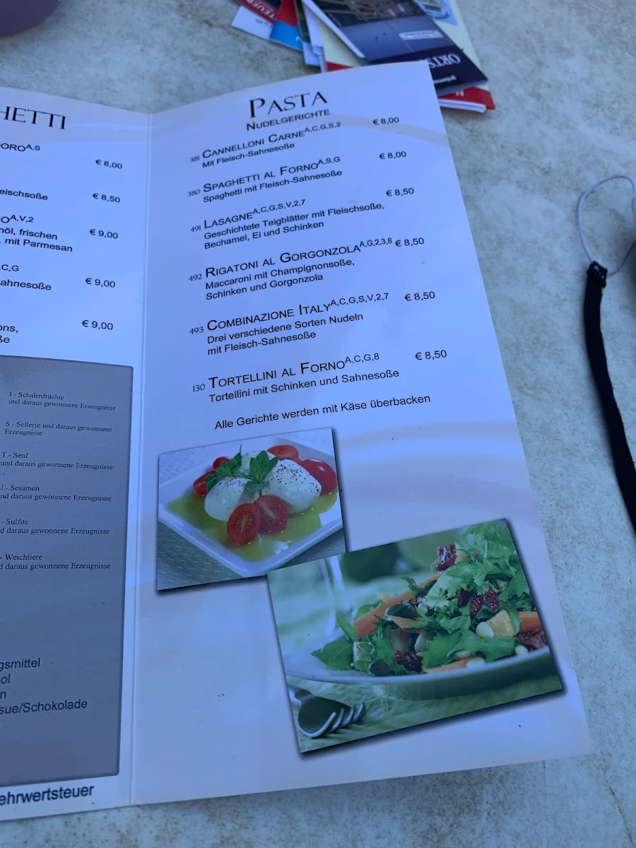 Speisekarte, Eiscafé Valentino