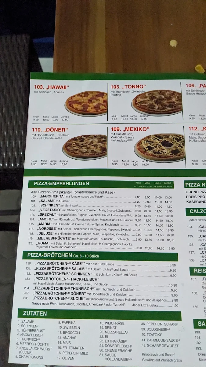 Speisekarte, Pizza Haus Lieferservice Husum