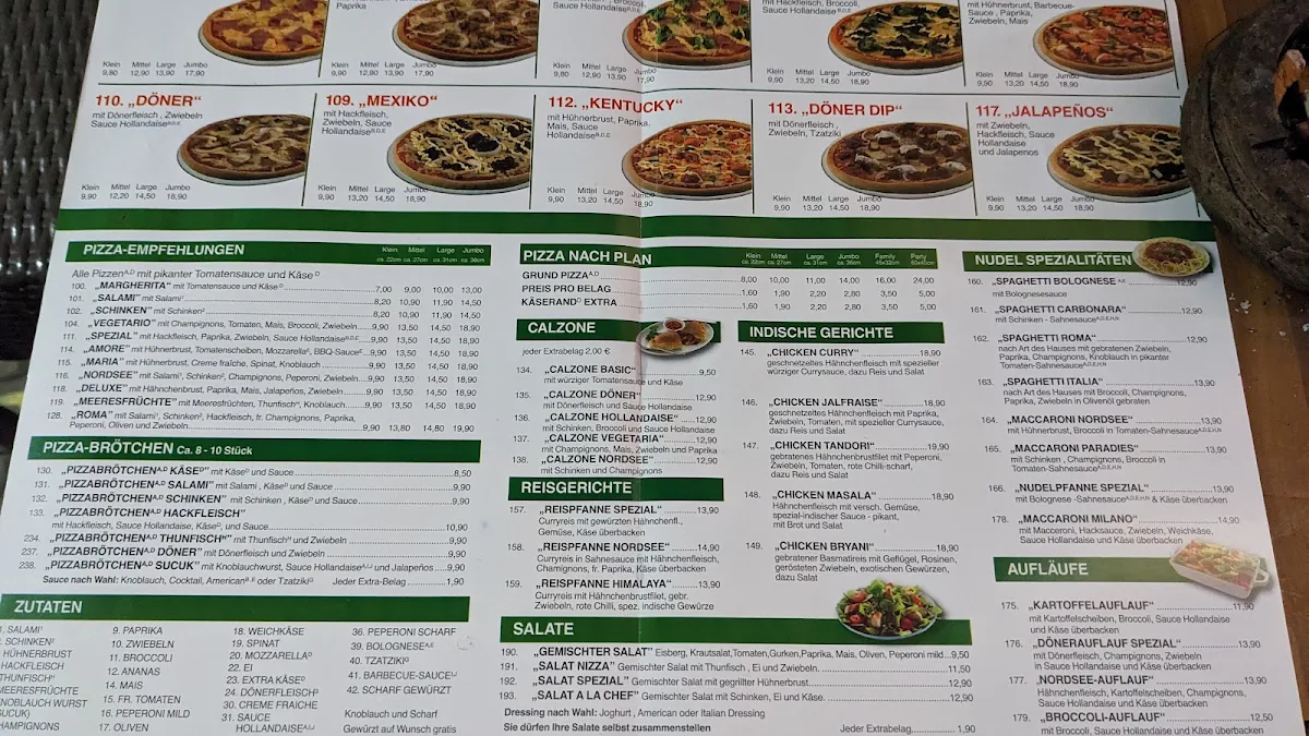 Speisekarte, Pizza Haus Lieferservice Husum
