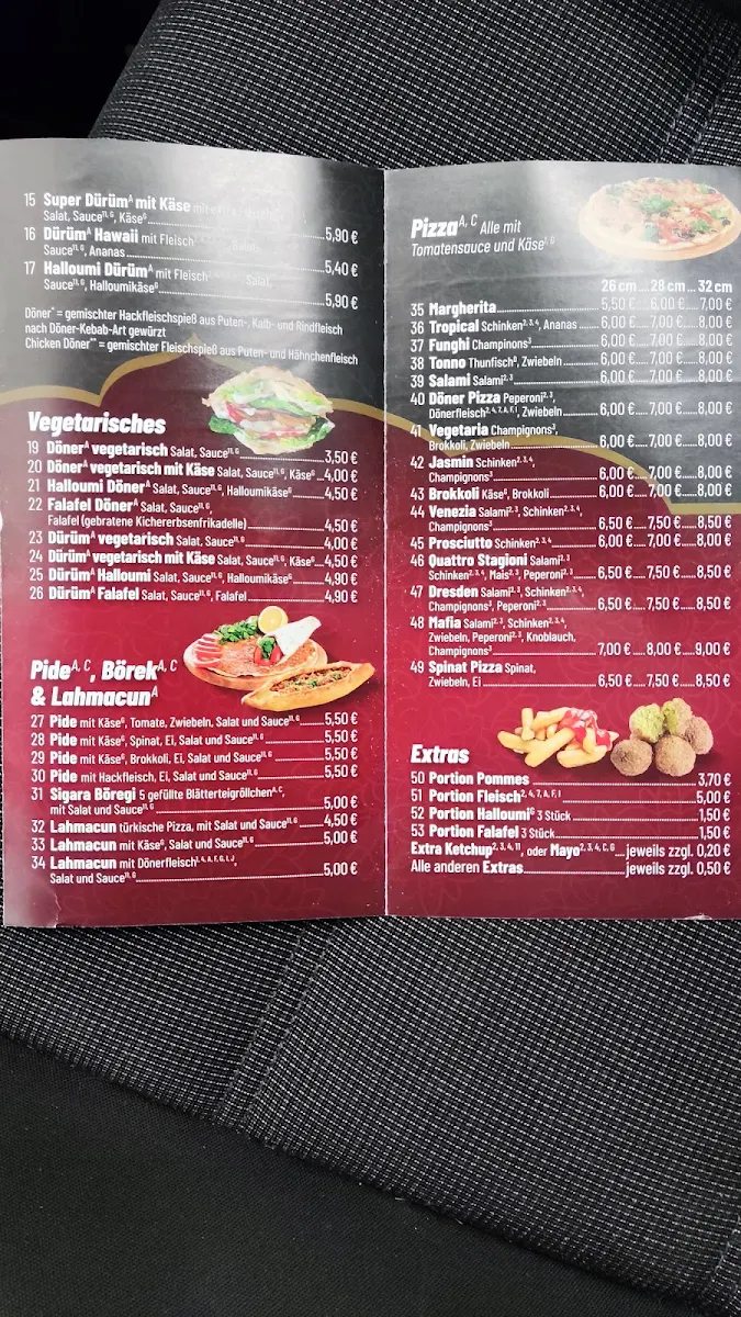 Speisekarte, Jasmin Döner Kebab