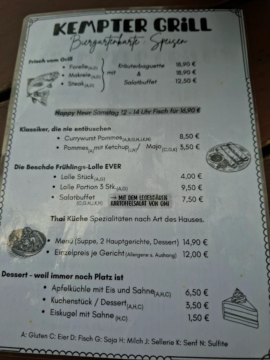 Speisekarte, Kempter Grill