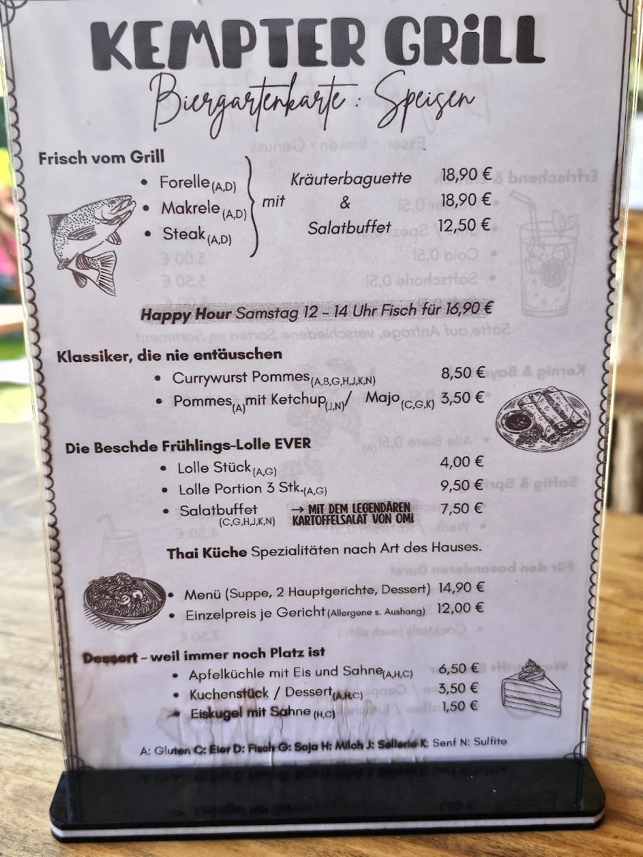 Speisekarte, Kempter Grill