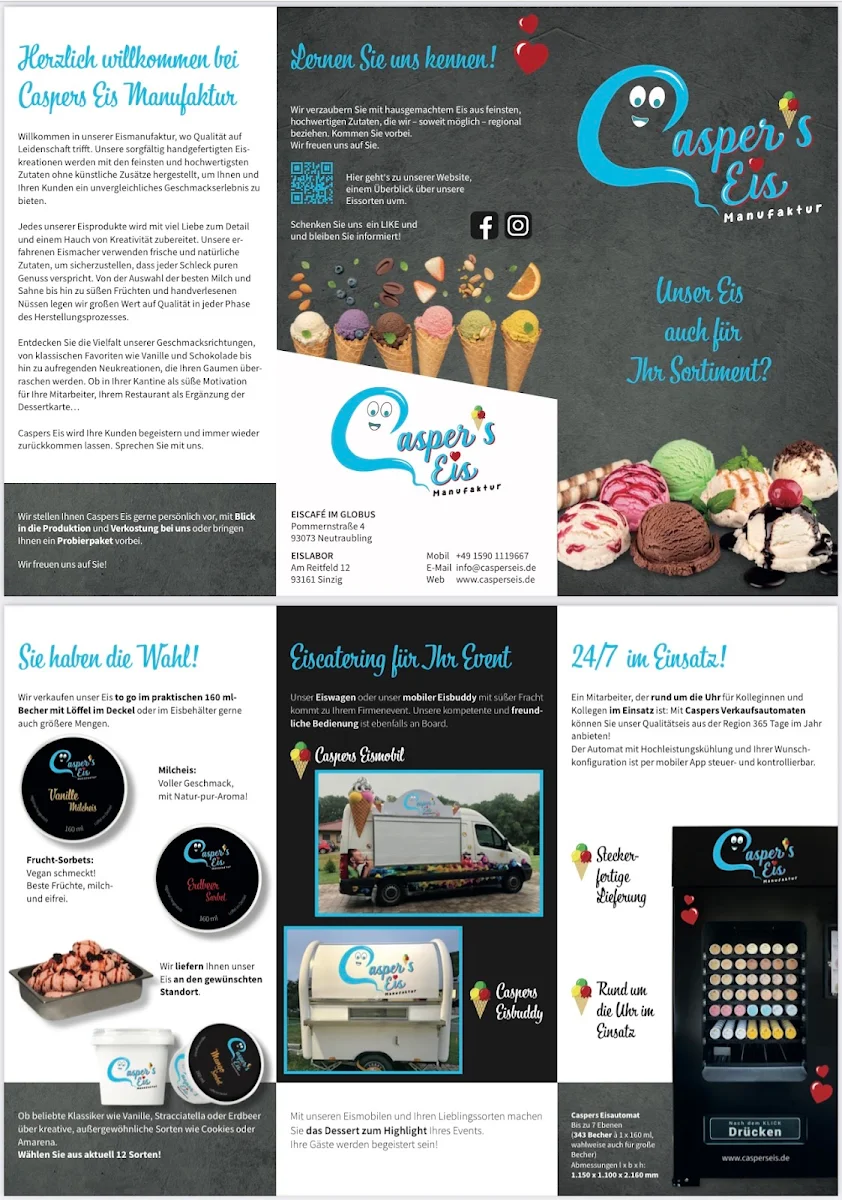 Speisekarte, Caspers Eis Café